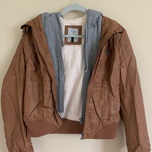 Leather jacket with Sweatshirt Inner Lining
